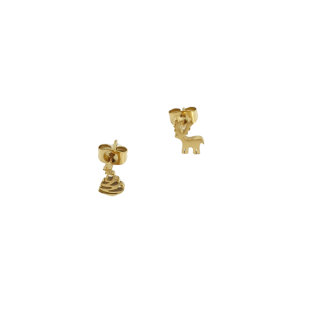 earrings gold steel deer and christmas tree